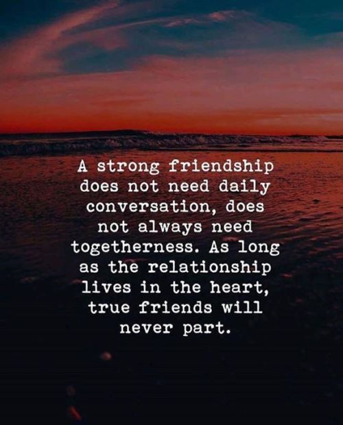 a quote that reads, a strong friend does not need daily conversation