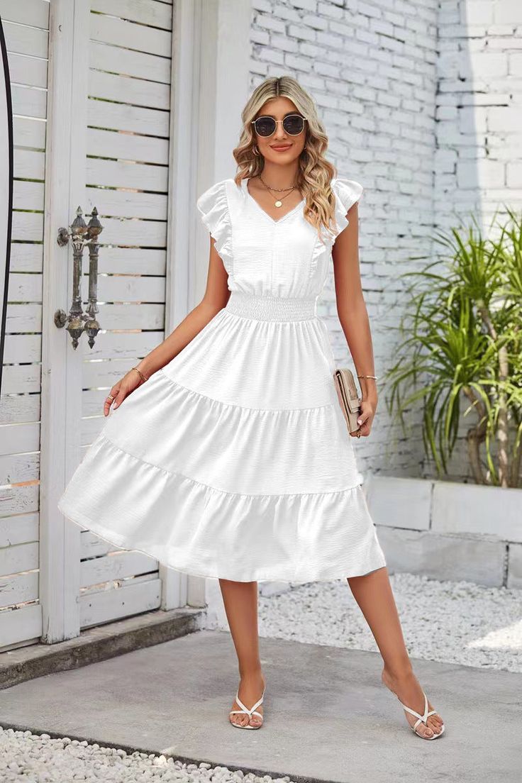 Boho Style White Midi Dress Jennifer - Dresses Boho Chic White Dress, Chic White Dress, Boho Midi Dress, Dresses Boho, Boho Dresses, White Midi, Midi Dress With Sleeves, White Midi Dress, Boho Dress