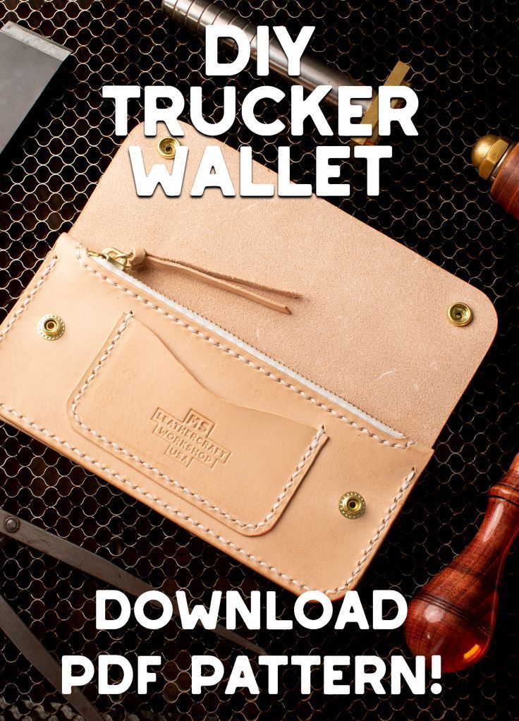 the diy trucker wallet is made with leather