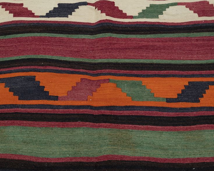 a multicolored striped area rug with different colors