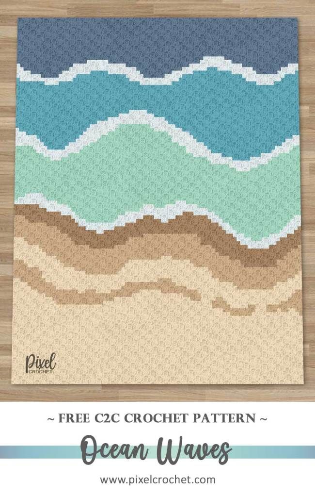 the ocean waves quilt pattern is shown on a wooden floor with text that reads free croche