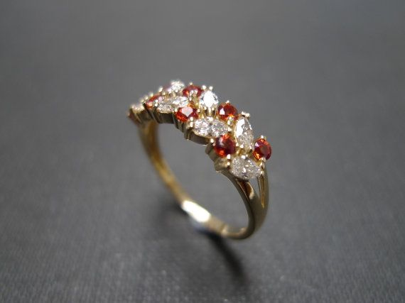 Marquise Diamond and Citrine Wedding Ring in 14K by honngaijewelry Marquise Multi-stone Diamond Wedding Ring, Marquise Multi-stone Sapphire Wedding Ring, Marquise Sapphire Multi-stone Wedding Ring, Marquise Multi-stone Sapphire Ring For Wedding, Red Cluster Ring With Brilliant Cut For Wedding, Red Brilliant Cut Cluster Ring For Wedding, Red Wedding Cluster Ring With Brilliant Cut, Marquise Ruby Ring With Rose Cut Diamonds For Wedding, Cluster Gemstone Diamond Ring For Wedding