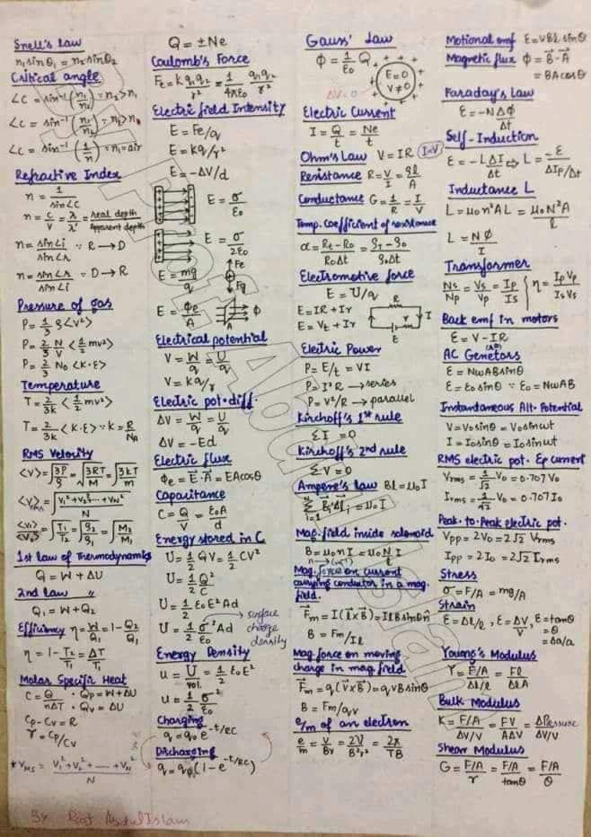 a piece of paper that has some writing on it with numbers and symbols written in blue ink