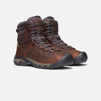 Men's Targhee High Lace Waterproof Boot in COCOA/MULCH - producttile view. Fall Steel Toe Hiking Boots, Rugged Winter Boots With Reinforced Toe, Fall Hiking Boots With Steel Toe, Fall Moto Boots With Reinforced Toe For Hiking, High-top Waterproof Boots With Reinforced Heel For Hiking, High-top Waterproof Hiking Boots With Reinforced Heel, Waterproof Adventure Boots With Reinforced Heel And Round Toe, Gore-tex Walking Boots With Round Toe, Gore-tex Boots For Walking With Round Toe