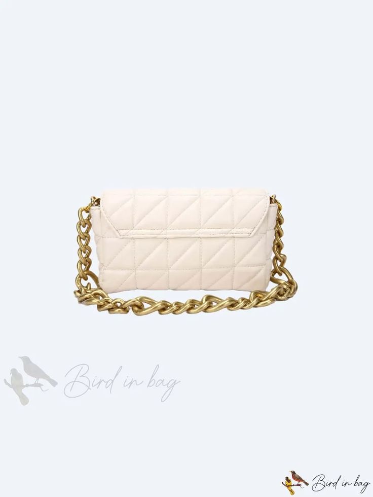 Bird in Bag - Chain Flap Bag Beige Rectangular Shoulder Bag With Chain Strap, Shopping Shoulder Clutch With Chain Strap, Chain Strap Clutch Shoulder Bag For Shopping, Beige Shoulder Bag With Chain Strap, Trendy Daily Use Clutch With Chain, Travel Crossbody Baguette Bag With Chain Strap, Everyday Use Baguette Bag With Chain Strap Crossbody, Chic Crossbody Baguette Bag With Chain Strap, Everyday Crossbody Baguette Bag With Chain Strap