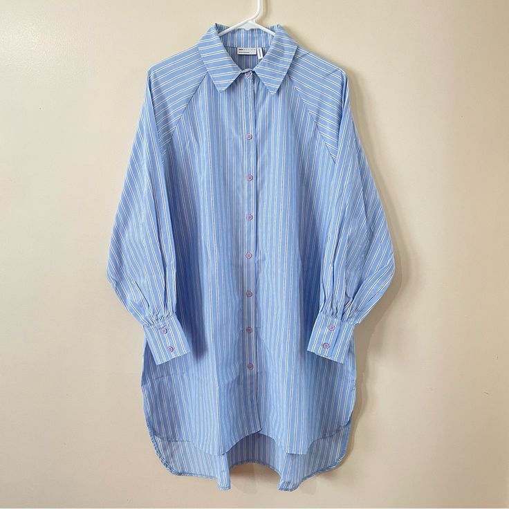 Asos Design Women’s Oversized Boyfriend Mini Shirt Dress In Stripe (Size: Us 6) Brand New Without Tag! No Return No Refund Spring Blue Oversized Blouse, Oversized Blue Blouse For Day Out, Oversized Striped Shirt Dress, Oversized Blue Button-up Shirt Dress, Oversized Button-up Blue Shirt Dress, Casual Oversized Striped Shirt Dress, Oversized Blue Shirt Dress For Workwear, Oversized Blue Shirt Dress For Summer, Oversized Summer Shirt Dress For Daytime