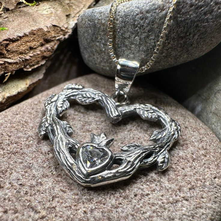 Claddagh Necklace, Celtic Pendant, Irish Jewelry, Bridal Jewelry, Anniversary Gift, Engagement Gift, Girlfriend Gift, Diamond Claddagh Gift Cubic Zirconia Heart Cut Birthstone Jewelry, Promise Jewelry In Diamond White Sterling Silver, Silver Diamond Jewelry For Anniversary Gift, Double Heart Diamond Jewelry With Gemstones, Silver Heart Jewelry For Promise, Cubic Zirconia Pendant For Anniversary Gift, Cubic Zirconia Pendant Jewelry For Anniversary, Sterling Silver Promise Pendant, Sterling Silver Pendant For Promise