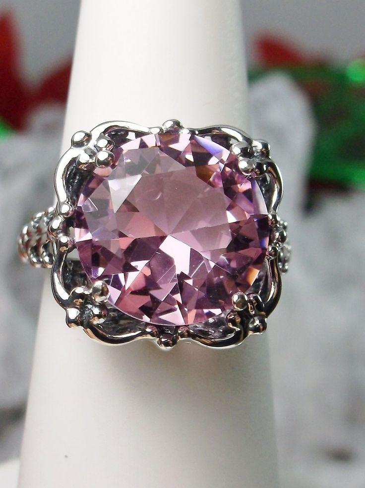 Pink Topaz Ring, Speechless Design #D103, Sterling Silver Filigree, Vintage Jewelry, Silver Embrace Jewelry Victorian Style Rings, Victorian Filigree, Victorian Ring, Antique Filigree, Nature Ring, Victorian Rings, Pink Topaz, Minerals And Gemstones, Filigree Ring