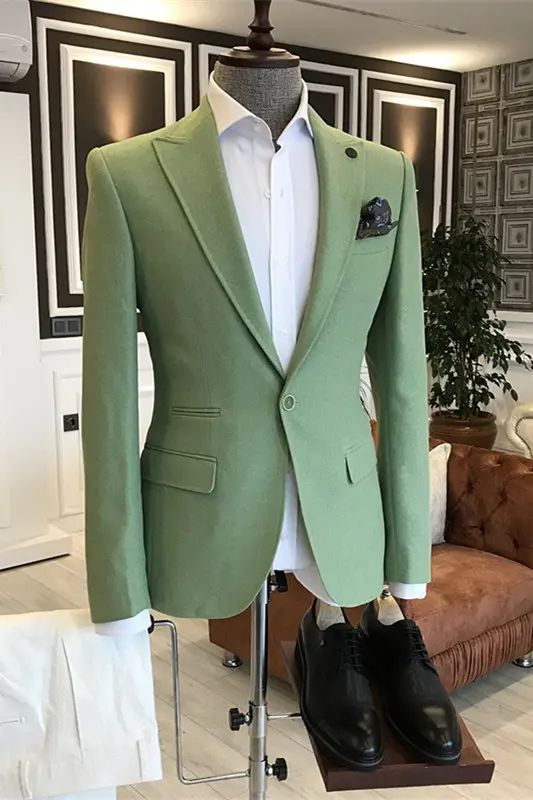 Green Tuxedo With Suit Collar For Wedding, Slim Fit Suits With Lapel Collar For Spring, Slim Fit Suit With Lapel Collar For Spring, Slim Fit Spring Suits With Lapel Collar, Spring Slim Fit Suits With Lapel Collar, Spring Formal Fitted Three-piece Suit, Semi-formal Tuxedo Suit For Spring, Spring Tuxedo Suit For Semi-formal Occasions, Fitted Green Tuxedo For Semi-formal Events