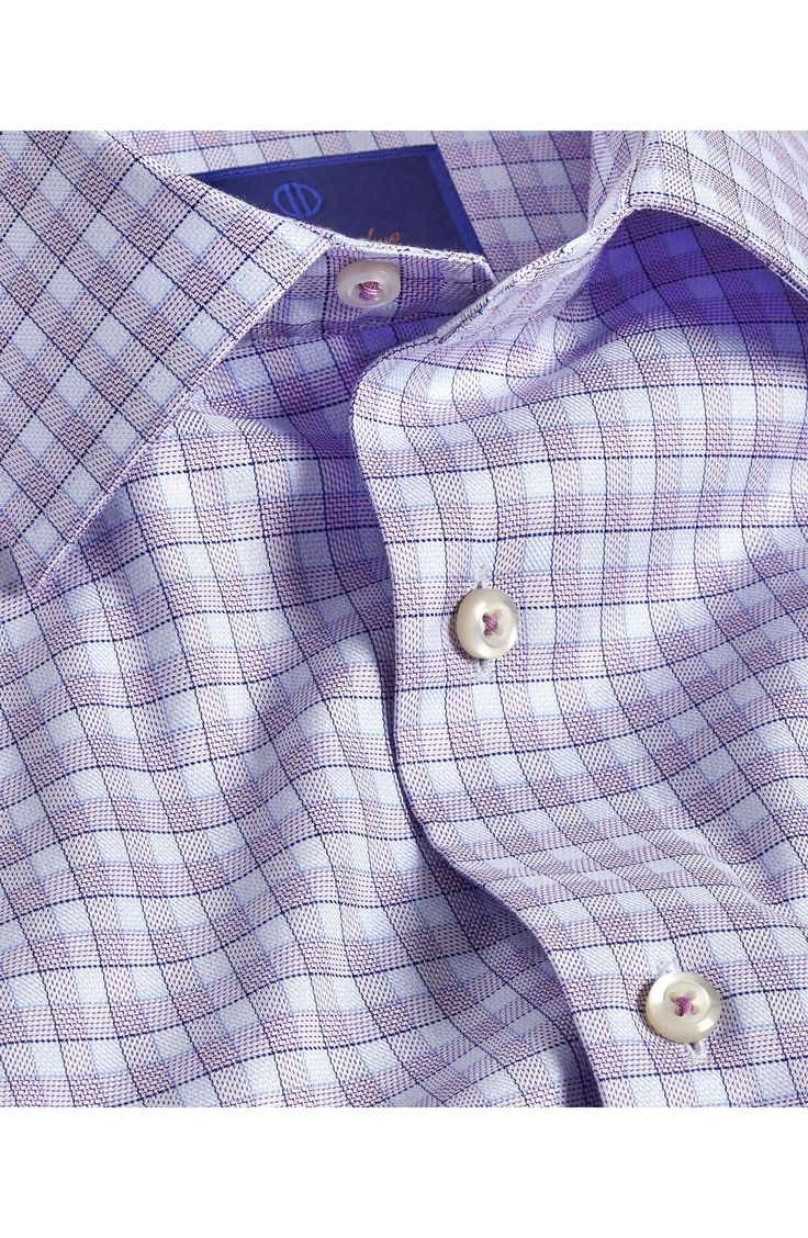 Soft cotton herringbone patterned in a classic check distinguishes a dress shirt styled with traditional detailing that smartly elevates any semiformal look. French placket Spread collar Rounded, adjustable button cuffs 100% cotton Machine wash, line dry Imported Classic Plaid Dress Shirt For Work, Classic Fitted Plaid Shirt, Classic Plaid Fitted Shirt, Plaid Fitted Classic Shirt, Classic Plaid Shirt With Spread Collar, Business Plaid Shirt With Spread Collar, Elegant Plaid Shirt For Business Casual, Elegant Plaid Long Sleeve Dress Shirt, Elegant Long Sleeve Plaid Dress Shirt