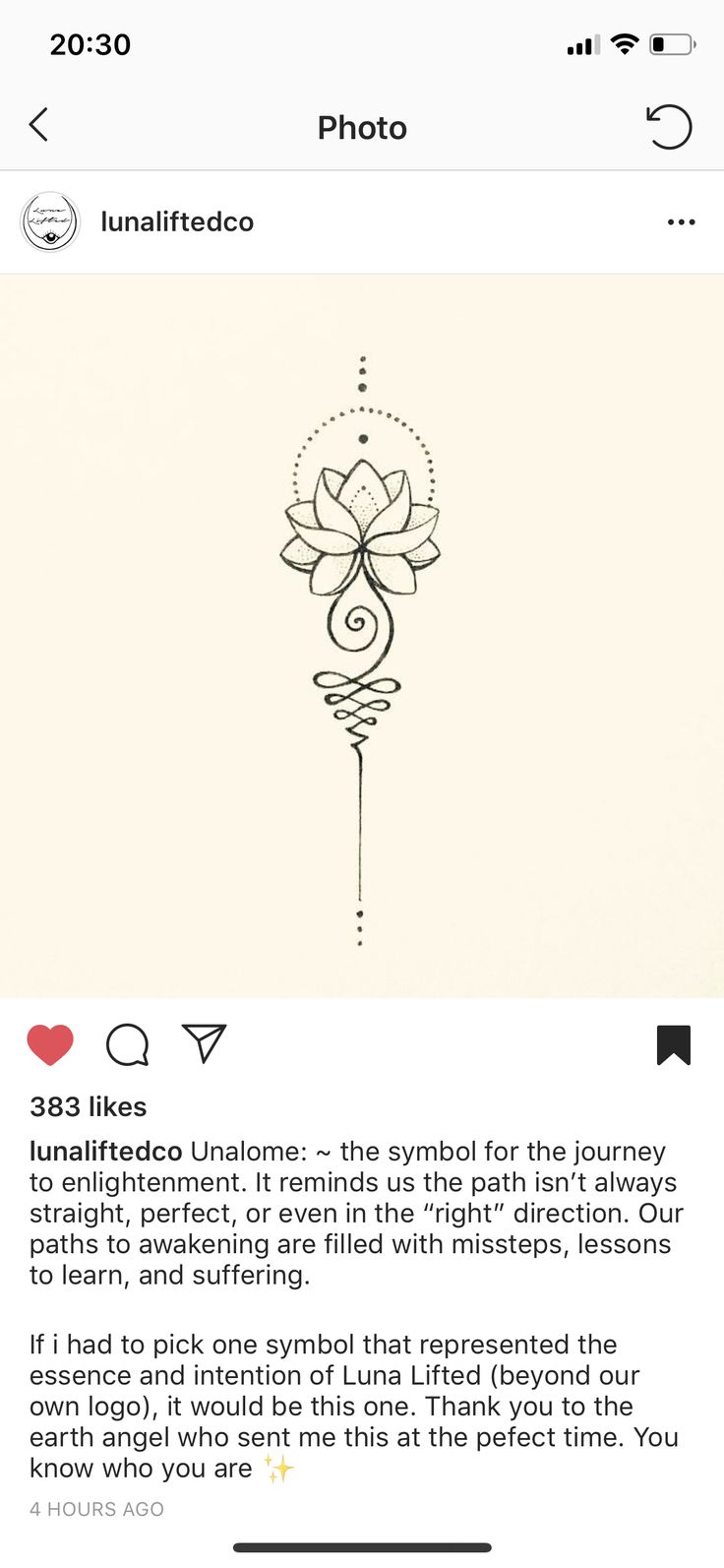 an image of a flower drawn on the back of a cell phone with text above it