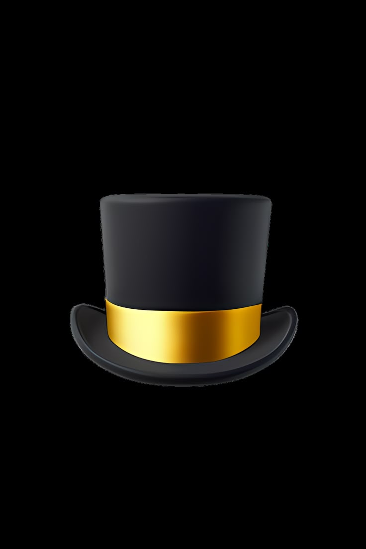 a black top hat with gold trim