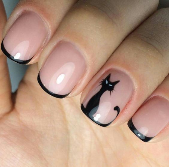 Cat Nail Designs, Cat Nail Art, Halloween Acrylic Nails, Her Nails, Christmas Nails Acrylic, Cat Nails, Nail Swag, Black Nail, Nagel Inspo