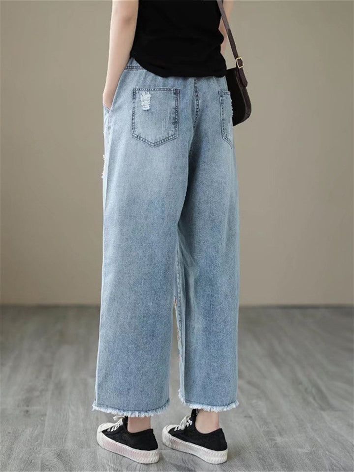 Description Product ID: BT2041215 Material: Denim,Polyester Pattern: Embroidery Season: Spring, Summer,Fall Style: Casual, Simple, Fashion Occasion: Daily, Vacation, Street, Outdoor Activities,Dating Package included: 1 * Jeans Size Chart (Asian Size): Please allow 1-3 cm measured error. Tag Size Length Waist Hip cm | inch cm | inch cm | inch M 86cm | 33.8'' 62-82cm | 24.4''-32.2'' 106cm | 41.7'' L 86.5cm | 34.0'' 66-86cm | 25.9''-33.8'' 112cm | 44.0'' XL 87cm | 34.2'' 70-90cm | 27.5''-35.4'' 118cm | 46.4'' Fall Style Casual, Pants Embroidery, Casual Wide Leg Pants, Pattern Embroidery, Simple Fashion, Jeans Size Chart, Fall Style, Autumn Summer, Summer Fall