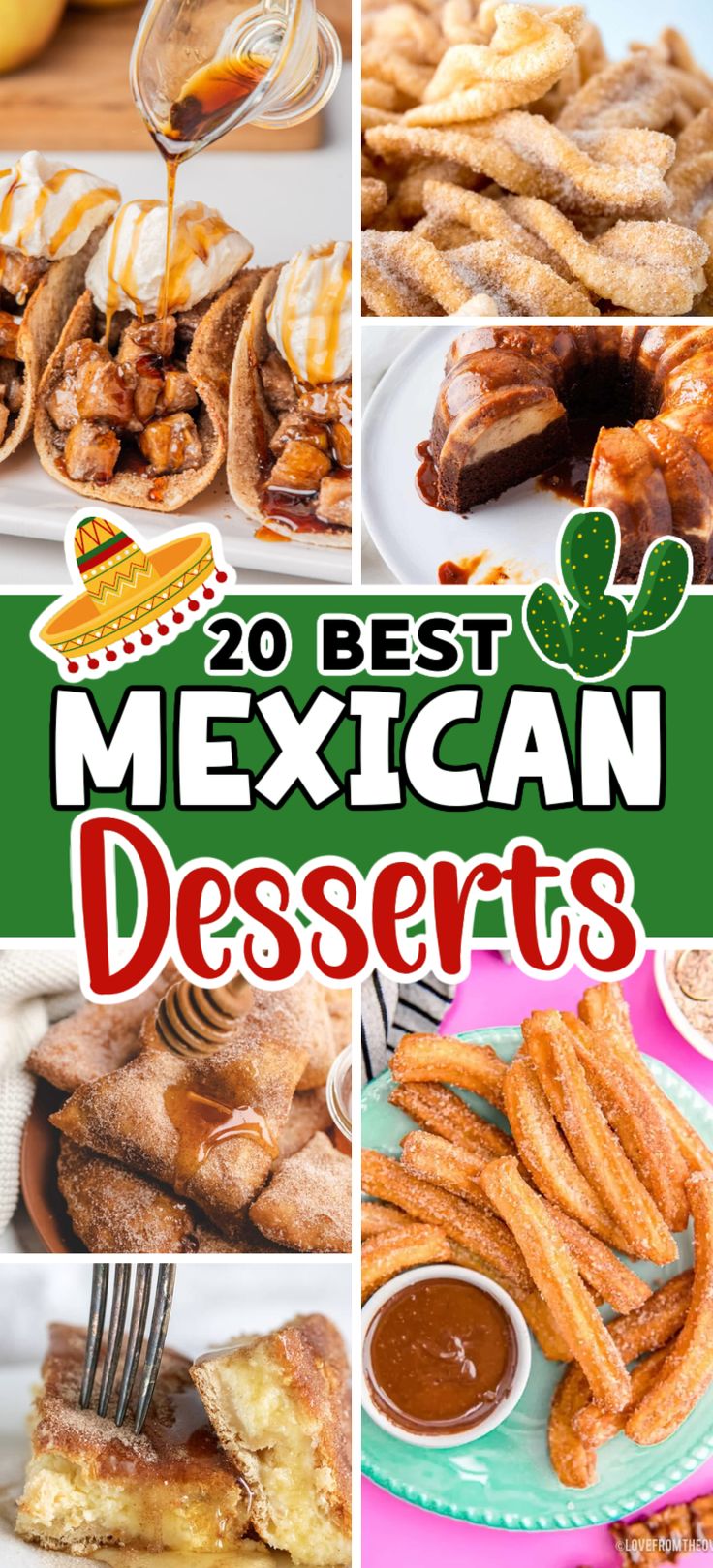 mexican desserts collage with the words 20 best mexican desserts