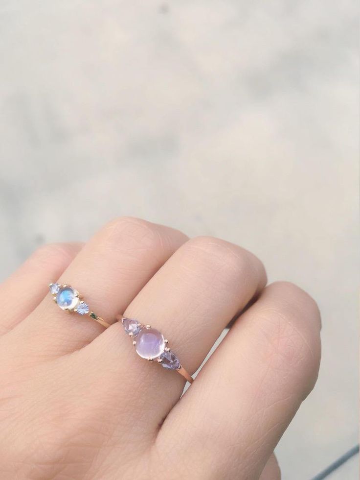 Penelope Moonstone ring, Moonstone and  rosecut sapphire ring, 3 stone ring, 14k gold rainbow moonstone ring Ring Bearer Beach Wedding, Penny Ring, Light Sapphire Ring, Fancy Stuff, Light Blue Sapphire, Baby Help, Lapis Jewelry, Timeless Ring, Moonstone Cabochon