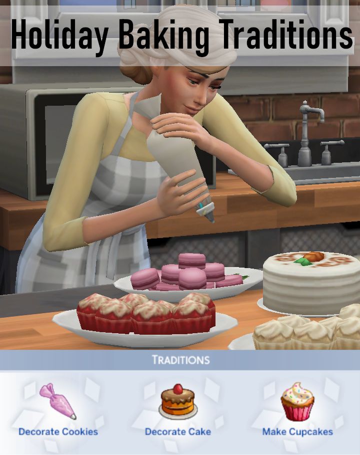 an image of a woman baking cakes in the kitchen with caption that reads, holiday baking traditionals