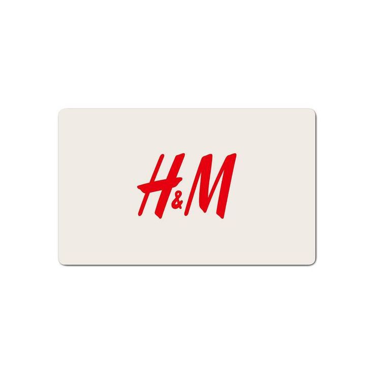 the letter m and m in red ink on a white card that says h & m