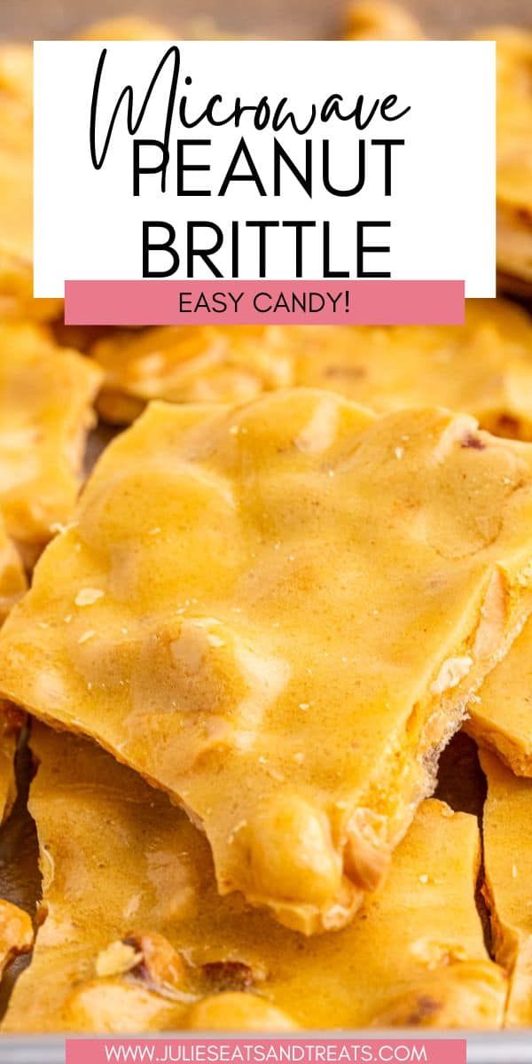 homemade peanut brittle recipe with text overlay