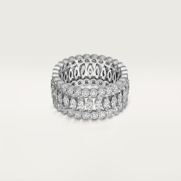 Cartier - Broderie de Cartier ring - Ring  - Broderie de Cartier ring, white gold 750/1000, set with 56 brilliant-cut diamonds totaling 1.66 carats and 28 marquise-cut diamonds totaling 1.39 carats (for size 52). Please note that the carat weight, number of stones and product dimensions will vary based on the size of the creation you order. For detailed information please contact us. Luxury Cartier Brilliant Cut Rings, Luxury Cartier Ring With Brilliant Cut, Luxury Cartier Diamond Ring With Vvs Clarity, Classic Cartier Diamond Ring With Pave Setting, Cartier Luxury Rings With Diamond Accents, Cartier Cubic Zirconia Ring, Cartier Diamond Ring With Single Cut Diamonds, Cartier Jewelry With Pave Setting, Luxury Cartier Rings With Diamond Accents