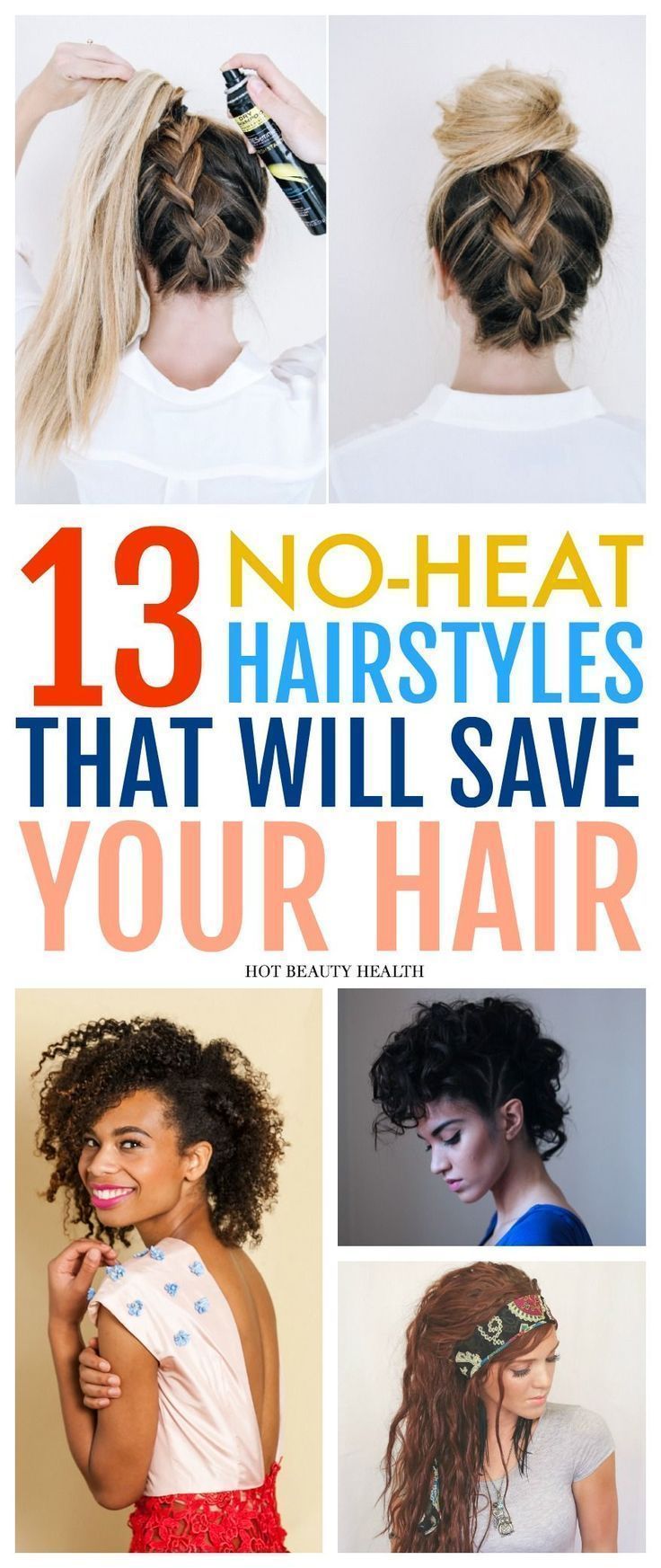 Natural Curly Styles, Easy No Heat Hairstyles, Heat Hairstyles, Braids Natural, Style For Long Hair, Curly Styles, Hair Without Heat, No Heat Hairstyles, Short Hairdos