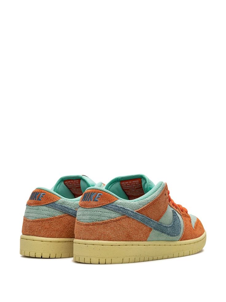 Nike SB Dunk Low Pro Prm "Noise Aqua" Sneakers - Farfetch Sporty Orange High-top Sneakers With Gum Sole, Nike Low-top Skate Shoes With Rubber Waffle Outsoles, Orange Low-top Sneakers With Boost Midsole, Orange Low-top Sneakers With Gum Sole, Orange Sneakers With Gum Sole For Streetwear, Orange Lace-up Skate Shoes With Cushioned Footbed, Orange High-top Sports Sneakers With Gum Sole, Orange Low-top Custom Sneakers For Skateboarding, Orange High-top Sneakers With Gum Sole For Sports