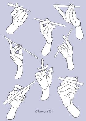 the hands are holding chopsticks in different positions