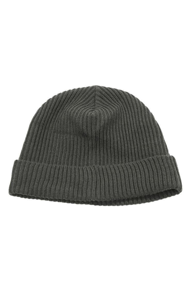 Add a cozy element to your cold-weather look with this cuff beanie knit from Merino wool. 100% Merino wool Dry clean Imported Gray Beanie For Fall Outdoor Activities, Gray Beanie For Outdoor Fall Activities, Gray Knit Winter Hat, Gray Knit Beanie, Warm Knit Gray Beanie, Warm Gray Knit Beanie, Casual Wool Ribbed Beanie, Casual Ribbed Wool Beanie, Gray Knit Beanie For Cold Weather