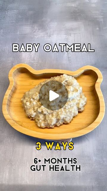 the baby oatmeal is being served on a plate with an advert