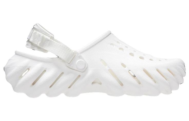 Crocs Echo Clog 'White' 207937-100 Functional Slip-on Clogs For Streetwear, White Breathable Sports Clogs, Functional Slip-on Clogs, Breathable Synthetic Clogs For Streetwear, White Sporty Clogs For Sports, Sporty White Clogs For Sports, Modern Synthetic Clogs For Outdoor, Sporty Waterproof Synthetic Clogs, Modern Slip-on Clogs For Streetwear