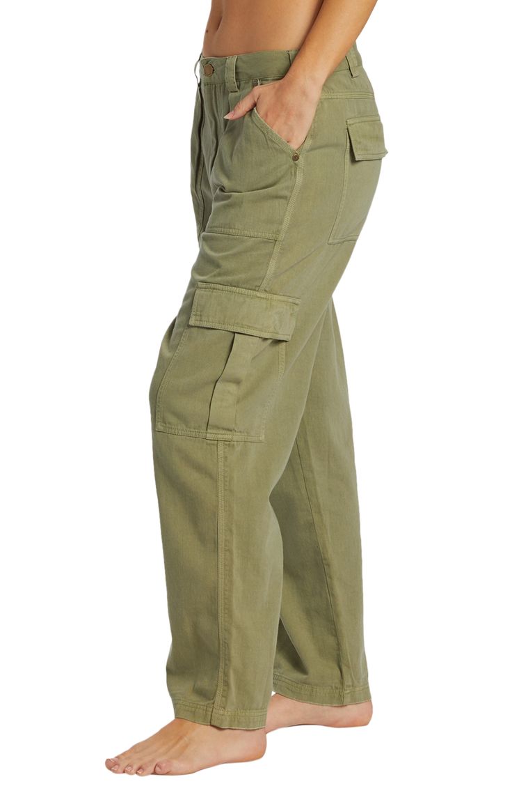 March to a utilitarian beat in these cargo pants cut from crisp cotton with a on-trend wide legs and plenty of pockets for all your daily essentials. 28" inseam; 18" leg opening; 12" front rise; 14" back rise (size 29) Zip fly with button closure Front slant pockets; back flap-patch pockets; cargo flap-patch pockets 100% cotton Hand wash, line dry Imported Utility Cargo Pants With Flap Pockets, Military Wide Leg Cotton Cargo Jeans, Utility Cotton Parachute Pants With Cargo Style, Cotton Cargo Parachute Pants With Straight Leg, Khaki Cotton Parachute Pants With Flap Pockets, Cotton Cargo Style Parachute Pants With Straight Leg, Military Style Cotton Cargo Pants With Flap Pockets, Military Cotton Cargo Pants With Flap Pockets, Khaki Utility Cargo Pants Full Length