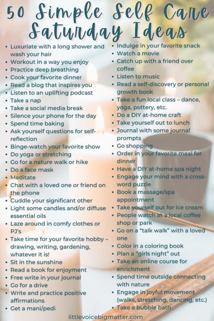 50 Simple Self Care Saturday Ideas 50 Self Care Ideas, Personal Self Care Ideas, Ultimate Self Care Day, Pagan Self Care, Saturday Self Care Routine, Self Love Saturday, Types Of Self Care Activities, Self Care Saturday Ideas, Self Care Icebreaker