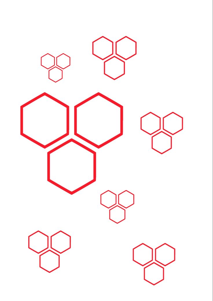 red hexagons are arranged on a white background