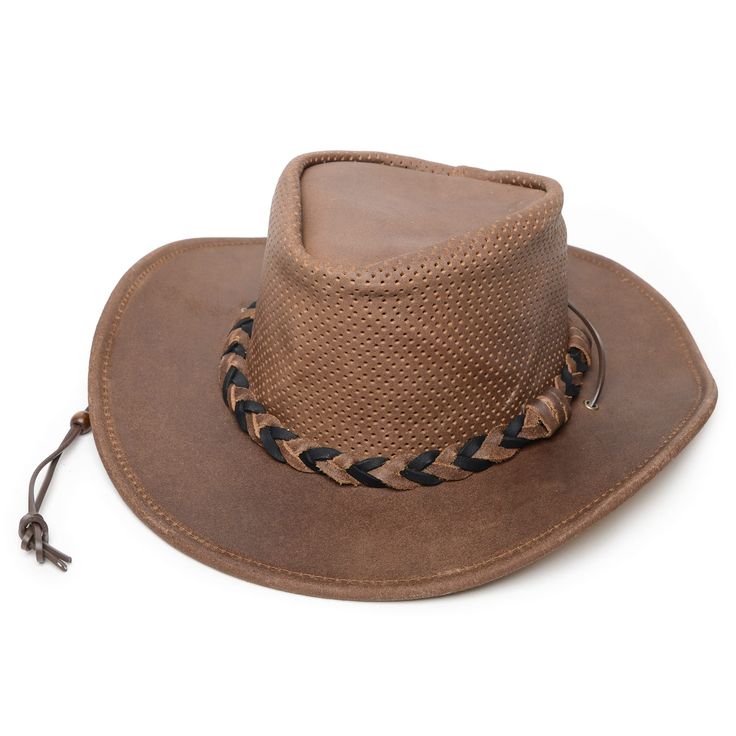 PRICES MAY VARY. 100% Leather Imported Drawstring closure Hand Wash Only Rugged Brown Leather Hat, Vintage Leather Hats For Outdoors, Brown Leather Fedora Hat, Vintage Brown Leather Brimmed Hat, Adjustable Vintage Leather Hat, Brown Leather Wide Brim Hat, Brown Leather Travel Hat, Brown Rustic Leather Hat, Rustic Brown Leather Hat