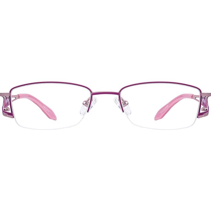 Seek and you shall find attention in these whimsical rectangle glasses. The stainless steel eyeglasses features bold colors and wave-shaped cutouts on the temple arms. For added comfort the look is fitted with adjustable nose pads and acetate temple tips. | Zenni Women's Rectangle Prescription Eyeglasses Half-Rim Pink Stainless Steel Bang Inspo, Zenni Optical Glasses, Agejo Gyaru, Buyable Pins, Stylish Eyeglasses, Rectangle Glasses, Rim Design, Zenni Optical, Round Face Shape