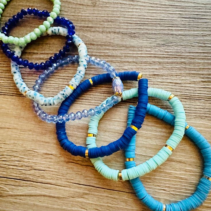 💞One of a kind set & ready to ship💞  So unique! Chunky bright bracelets. About 6.5", one size fits most.  Hate to wait? Me too! I ship 6 days a week. This is ready to ship.  Thank you for supporting American small business! Style: BW3 Blue Stackable Stretch Bracelet For Everyday, Trendy Blue Stackable Stretch Bracelet, Blue Stacked Beaded Bracelets, Blue Stacked Bracelets With Round Beads, Adjustable Blue Stackable Stretch Bracelet, Blue Adjustable Stackable Stretch Bracelet, Blue Bohemian Stretch Bracelet For Summer, Bohemian Blue Stretch Bracelet For Summer, Blue Stacked Bracelets As Gift