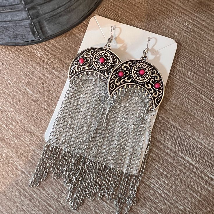 Bundle Any 2 Marked 2/15$ And I’ll Send You An Offer Silver Fringe Metal Earrings, Silver Fringe Drop Earrings, Silver Fringe Chandelier Drop Earrings, Silver Metal Chandelier Earrings With Tassels, Silver Dangle Tassel Earrings With Fringe, Silver Dangle Earrings With Tassels, Silver Dangling Charms Earrings For Festival, Silver Metal Tassel Earrings Gift, Silver Tassel Earrings Gift