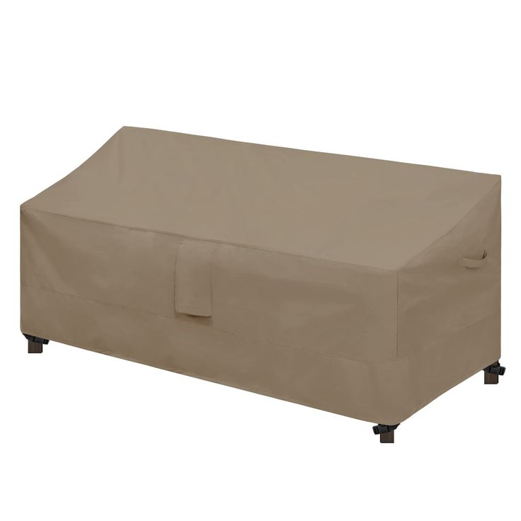 an outdoor furniture cover on top of a couch with wheels and casteors for easy storage