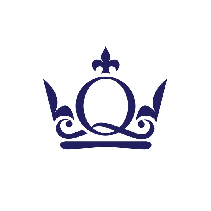 a blue crown with the letter q on it's front and bottom corner is shown