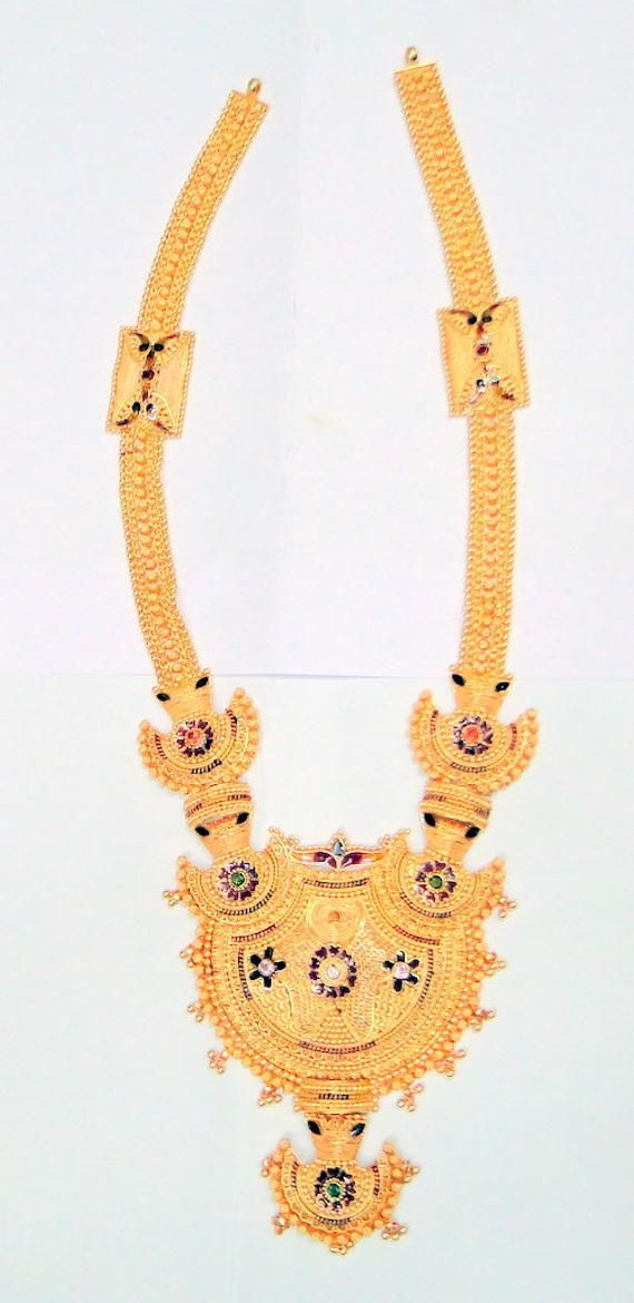 22K Solid Gold (Hallmarked) Choker Necklace from Rajasthan Northern India. Detail handmade piece in very good condition. Net-Gold weight -110 Grams, size of the pendant -10/8.5cm, length-24 inches. Gold Plated Yellow Gold Kundan Necklace For Puja, Gold 22k Meenakari Kundan Necklace, Gold Meenakari Kundan Necklace In 22k Gold, 22k Gold Temple Necklace Pendant For Festivals, Yellow Gold Round Temple Necklace With Meenakari, Traditional Hallmarked 22k Gold Temple Necklace, Temple Jewelry Style Kundan Necklace Gold Plated Hallmarked, 22k Yellow Gold Kundan Necklace For Puja, 22k Gold Necklaces For Puja