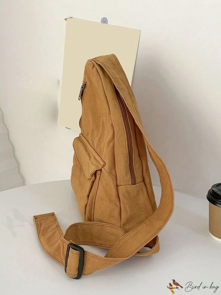 BirdinBag - Premium Solid Color Medium Sling Bag: Fashionable Diagonal Shoulder Chest Pack Casual Canvas Mobile Phone Bag, Brown Casual Chest Bag For Daily Use, Brown Softback Shoulder Bag With Adjustable Strap, Casual Brown Chest Bag For Daily Use, Casual Brown Shoulder Bag For School, Casual Brown Chest Bag For School, Beige Backpack Chest Bag For School, Beige Chest Bag Backpack For School, Casual Brown Backpack Shoulder Bag