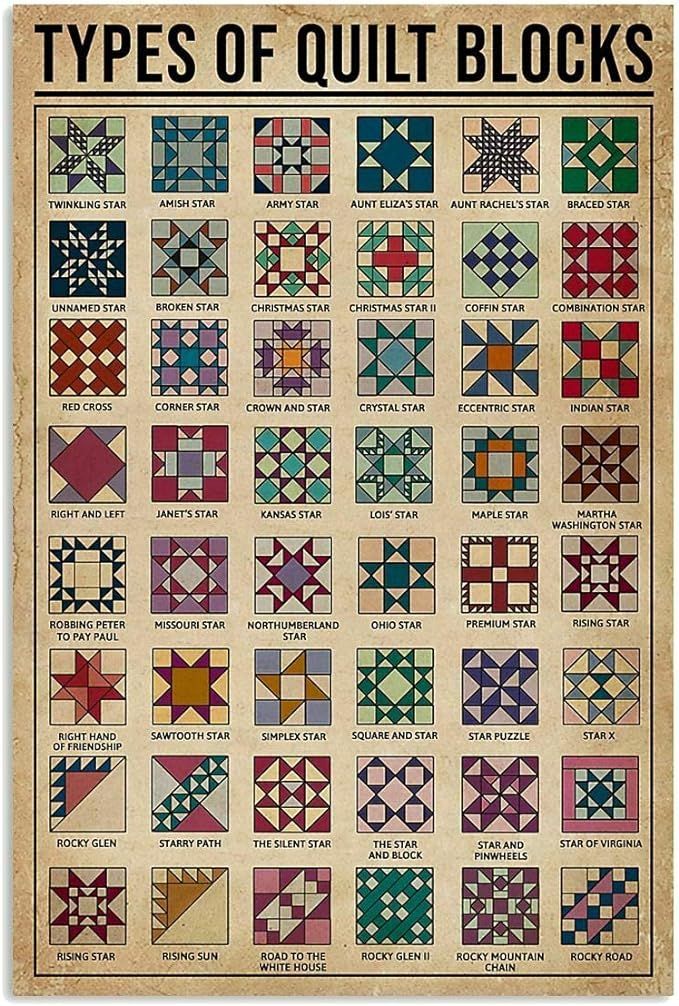 an old poster with different types of quilt blocks