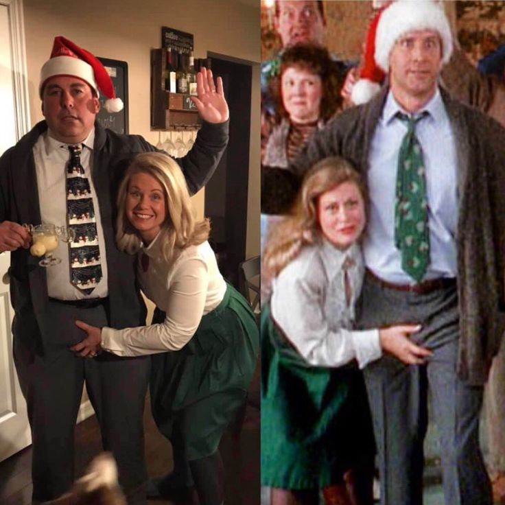 two pictures of people dressed up as santa clause and an older man in a suit