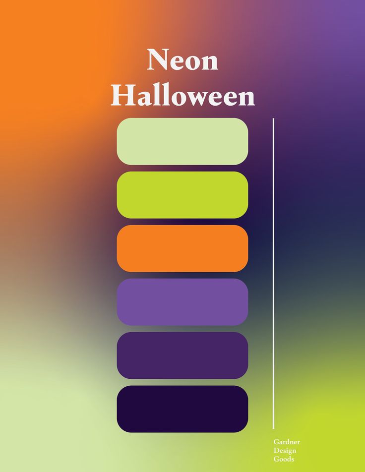 a poster with the words neon halloween written in bold font on an orange, purple, and green background