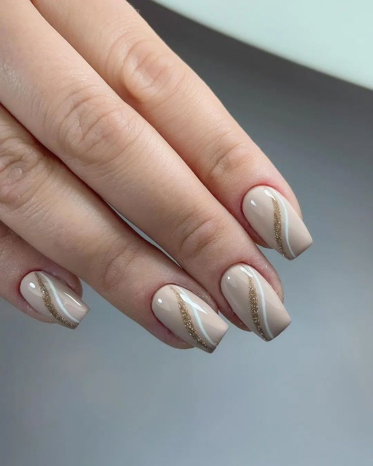 The Best Beige Nails to Inspire You Nail Beige Design, Cream Colored Nails With Design, Beige And Pink Nails, Beige Nails Design Classy, Simple Beige Nails, Beige Christmas Nails, Nail Designs Beige, Cream Color Nails, Cream Colored Nails