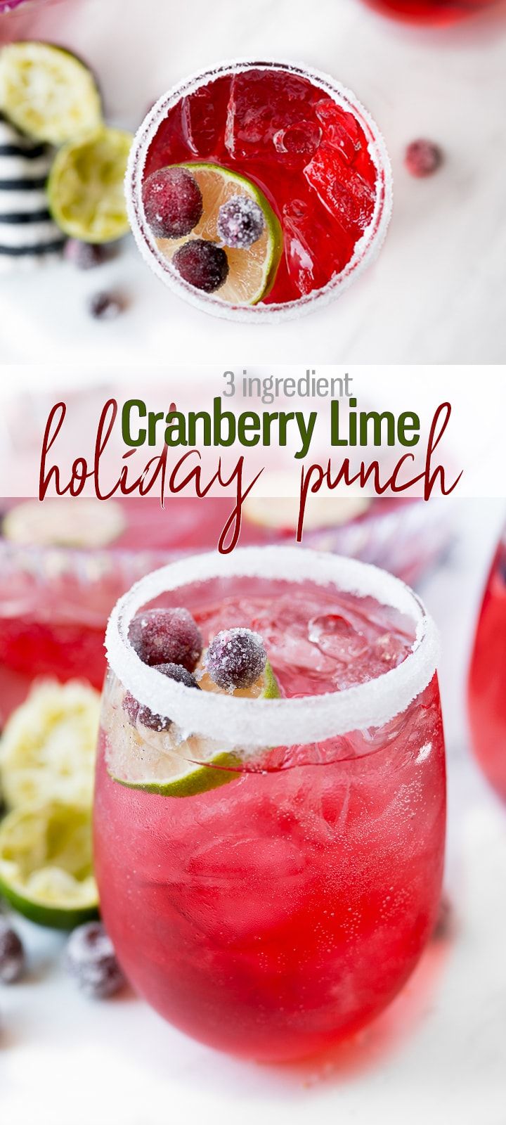 the cranberry lime holiday punch is ready to be served