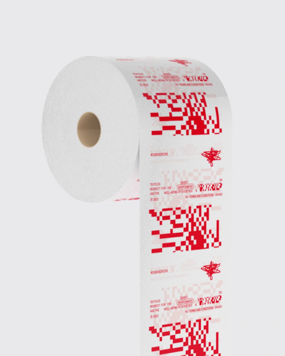 This may contain: a roll of red and white checkerboard toilet paper on a white background photo