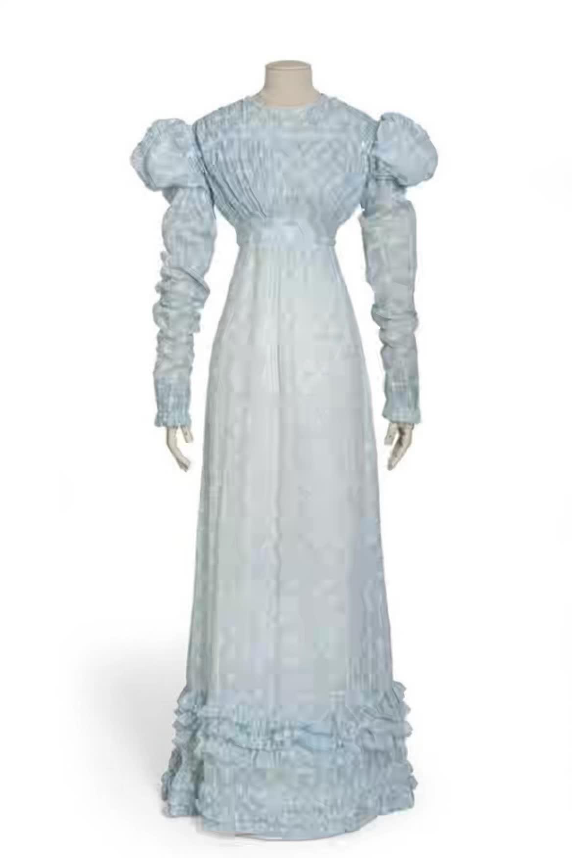 This contains an image of: Dress, 1820-25.  Possibly silk or cotton mousseline.