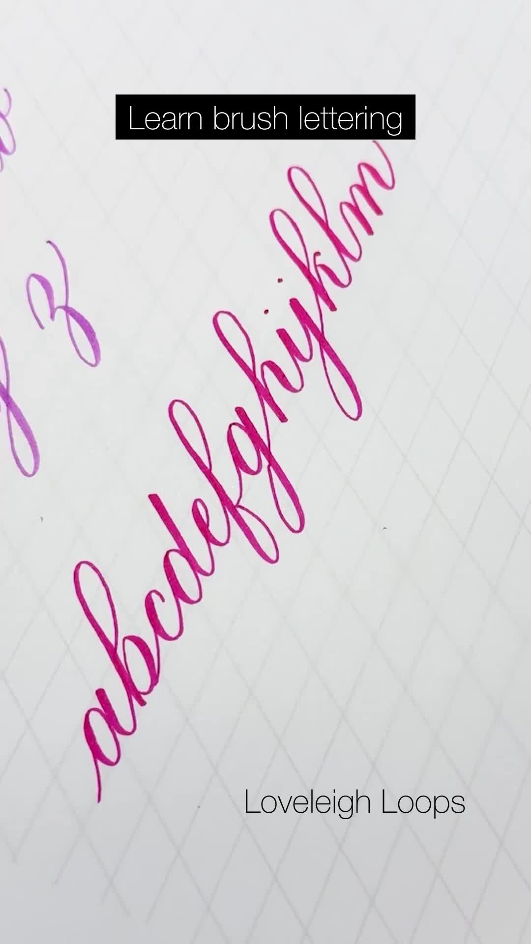 This may contain: three different types of brush lettering on a sheet of paper with the words lovelight loops