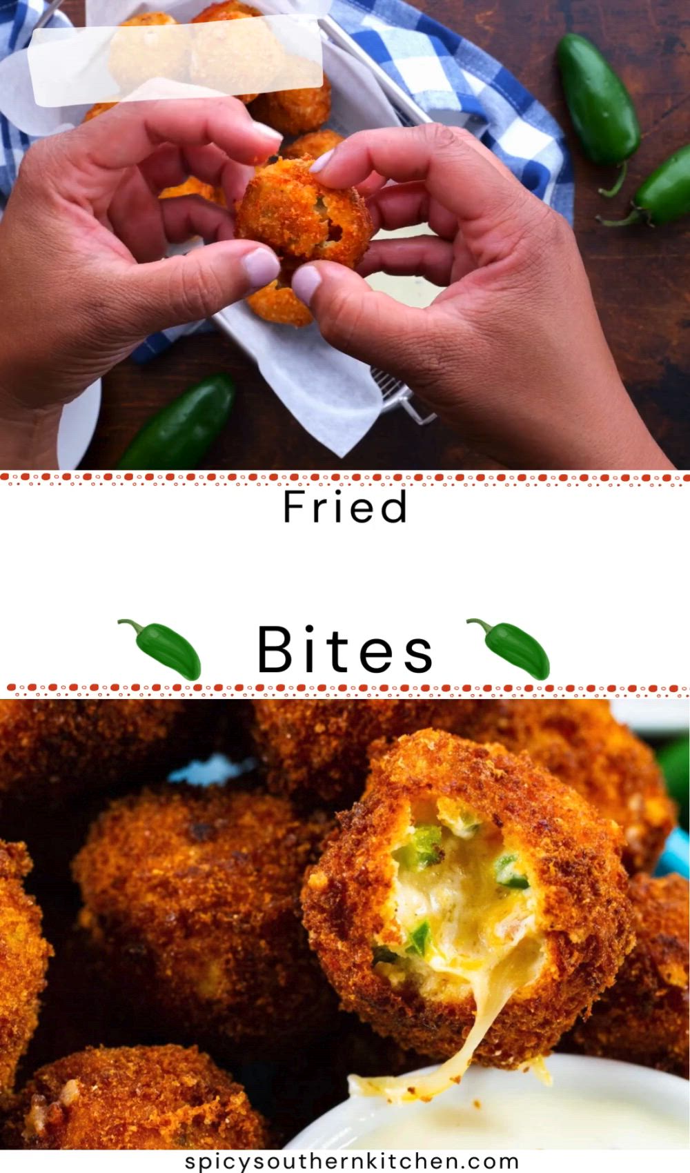 This may contain: two pictures showing different types of fried bites